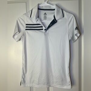 Adidas White Polo Shirt with Signature Stripes